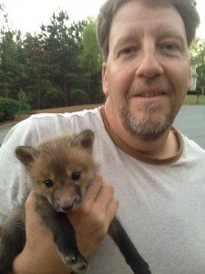 rick with a baby fox kit
